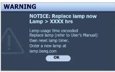 BENQ W7500 - Timing of replacing the lamp - 2
