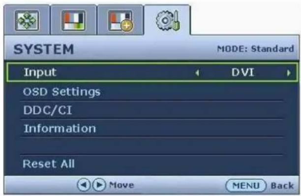BENQ G922HDPL - System menu - 1