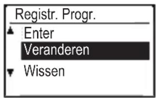 Registr. Progr. ▲ Enter Veranderen ▼ Wissen