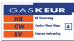 GAS KEUR HR HR Verwarming CW Comfort Worm Water 4 SV Schosere Verbrandleg