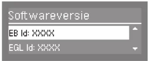 Softwareversie EB Id: XXXX EGL Id: XXXX