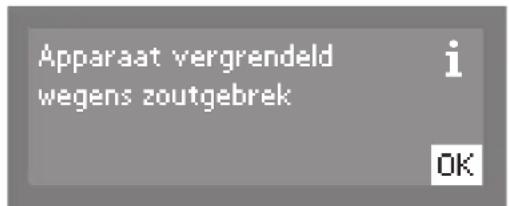 Apparaat vergrendeld wegens zoutgebrek i OK