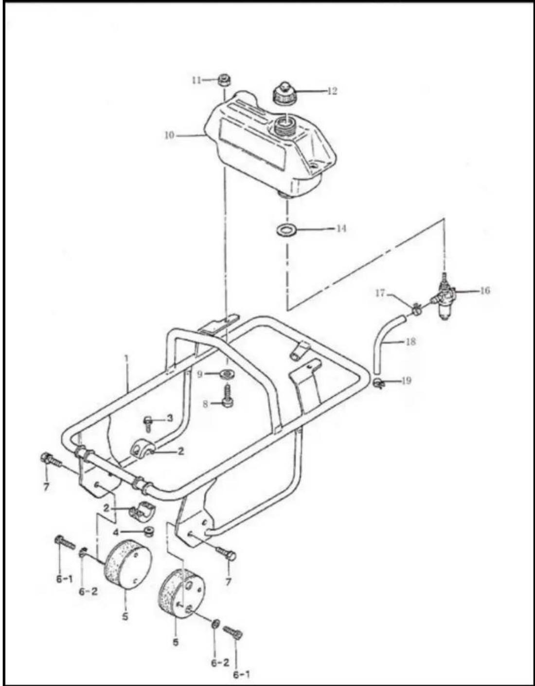 Exploded view diagram of a mechanical assembly with numbered components for identification