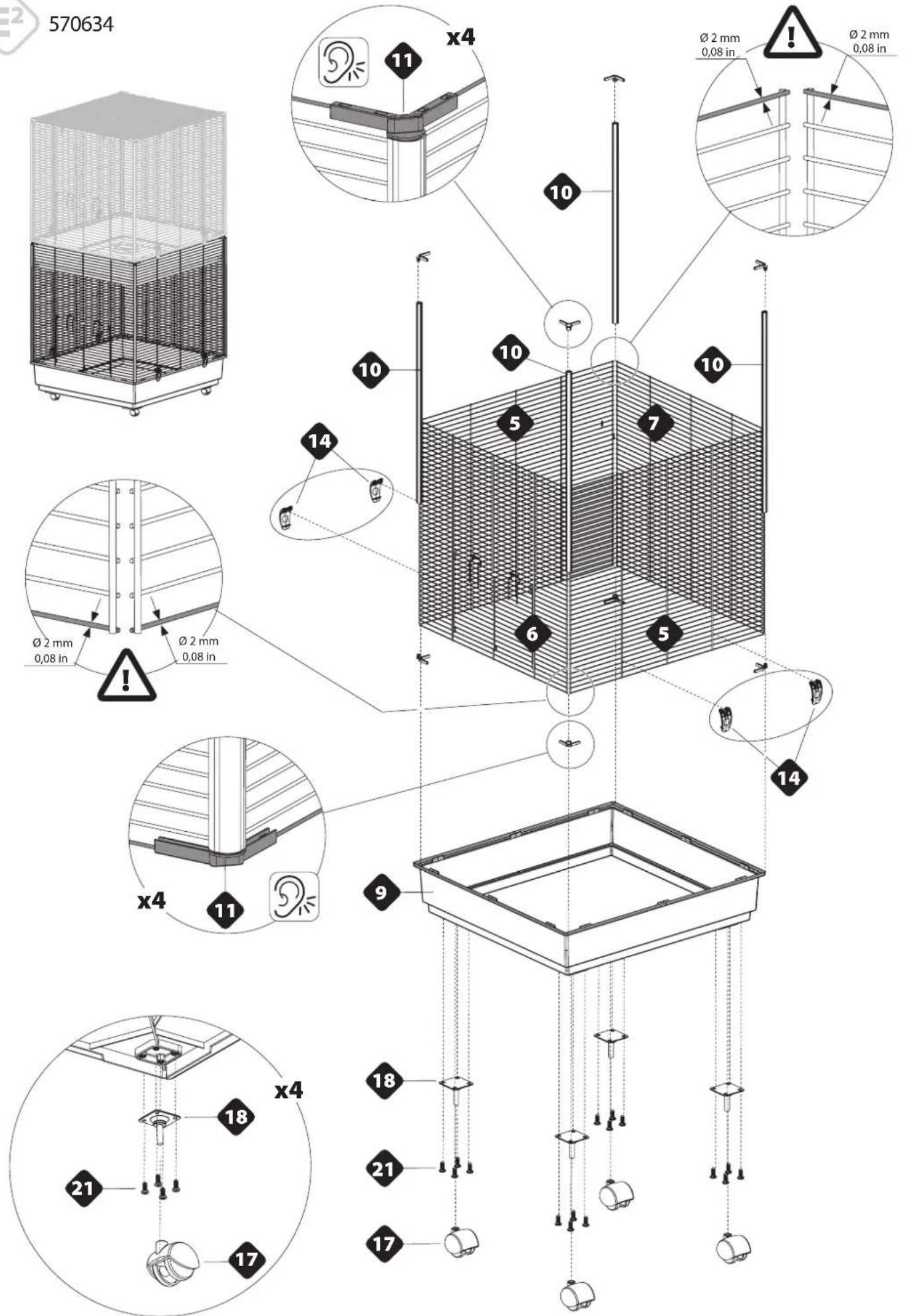 570634 x4 11 10 10 10 Ø 2 mm 0,08 in Ø 2 mm 0,08 in Ø 2 mm 0,08 in Ø 2 mm 0,08 in Ø 2 mm 0,08 in Ø 2 mm 0,08 in Ø 2 mm 0,08 in Ø 2 mm 0,08 in Ø 2 mm 0,08 in Ø 2 mm 0,08 in