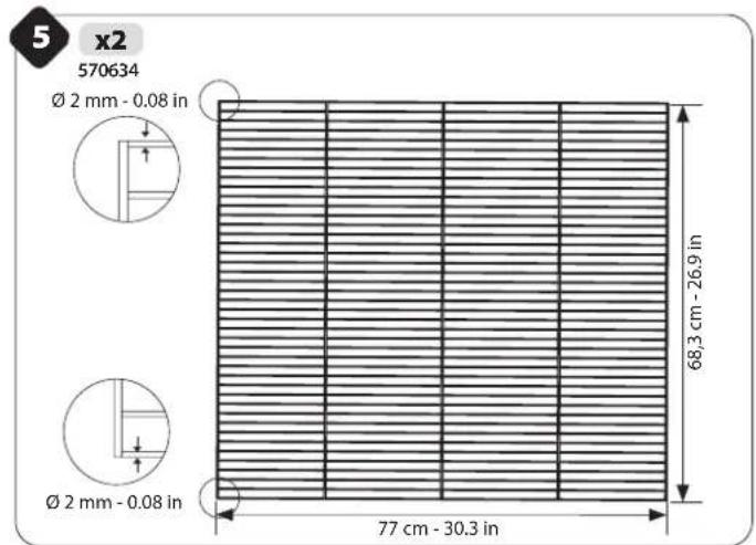 5 x2 570634 Ø 2 mm - 0.08 in Ø 2 mm - 0.08 in 68,3 cm - 26.9 in 77 cm - 30.3 in