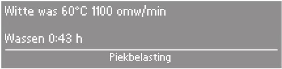 Witte was 60°C 1100 omw/min Wassen 0:48 h Piekbelasting