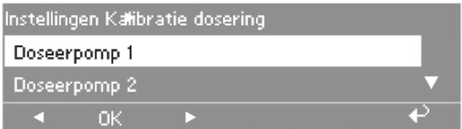 Instellingen Kalibratie dosering Doseerpomp 1 Doseerpomp 2 OK
