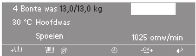 4 Bonte was 13,0/13,0 kg 30 °C Hoofdwas Spoelen 1025 omw/min +↓ → ← -OK+ ←