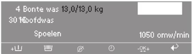 4 Bonte was 13,0/13,0 kg 30 Hbofdwas Spoelen 1050 omw/min +↓ ↓ ↓ -OK+ ←