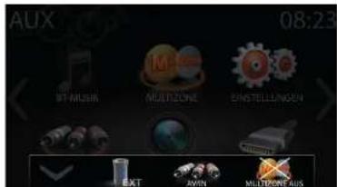 AUX 08:23 3M MUSIC MULTIZONE EINSTELLINGEN EXIT AVEN MULTIZONE AUS