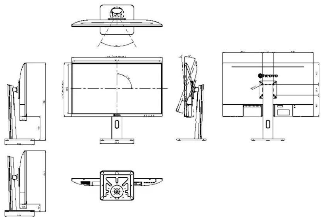 AG Neovo LH-2702 - Display Dimensions - 2