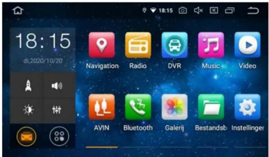 18:15 dl,2020/10/20 Navigation Radio DVR Music Video AVIN Bluetooth Galerij Bestandsb Instellinger