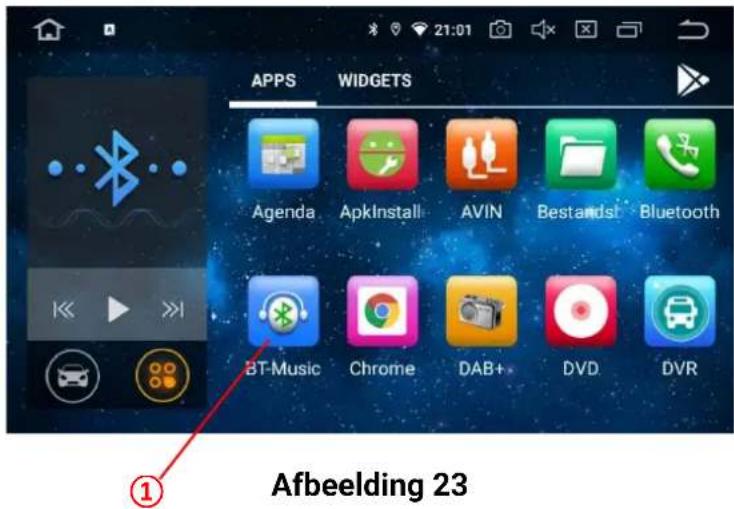 APPS WIDGETS Agenda ApkInstall AVIN Bestandst Bluetooth BT-Music Chrome DAB+ DVD DVR ① Afbeelding 23