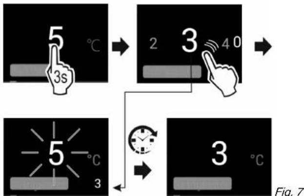 graph TD A["Step 1: Hand icon 5, 3s"] --> B["Step 2: Hand icon 2, 3, 4o"] B --> C["Step 3: Clock icon 3"] C --> D["Step 4: Check timer"] D --> E["Step 5: Clock icon 5, 3"] style A fill:#f9f,stroke:#333 style E fill:#f9f,stroke:#333