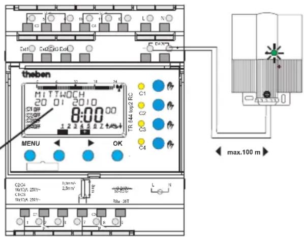 theben MITTWOCH 20 01 2010 8:00 00 TR 844 top2 RC C1 C2 C3 C4 MENU OK CDO 16/15 250V~ C13 16/15 250V~ Rin, 30T L N max,100 m