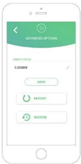 ADVANCED OPTIONS ENERGY INPUT (A) 0.200000 SAVE RESTART RESTORE