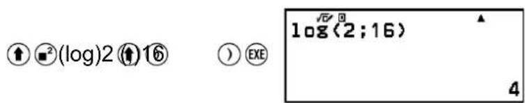 ① ⓐ²(log)2 (↑)1⑥ ⑦ EXE log(2;16) 4