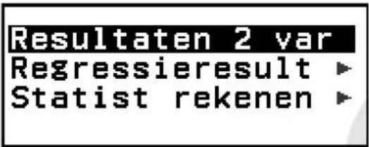 Resultaten 2 var Regressieresult ▶ Statist rekenen ▶