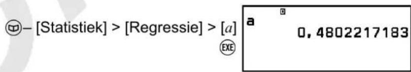 - [Statistik] > [Regressie] > [a] ④ a 0,4802217183 ⑤ EXE