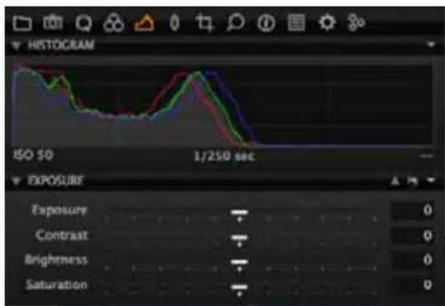 HISTOGRAM ISO 50 1/250 sec EXPOSURE Exposure - Contrast - Brightness - Saturation - 0 0 0 0 0