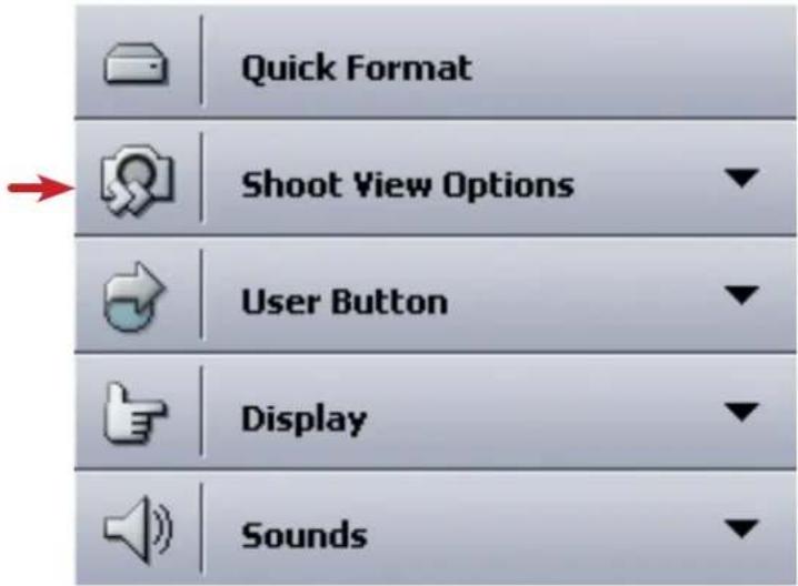 Quick Format Shoot View Options User Button Display Sounds