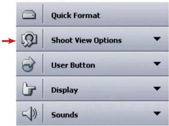 Quick Format Shoot View Options User Button Display Sounds