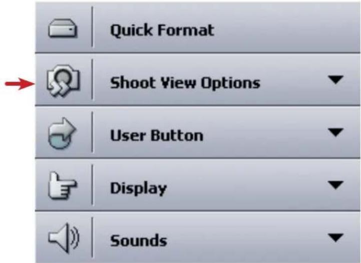 Quick Format Shoot View Options User Button Display Sounds