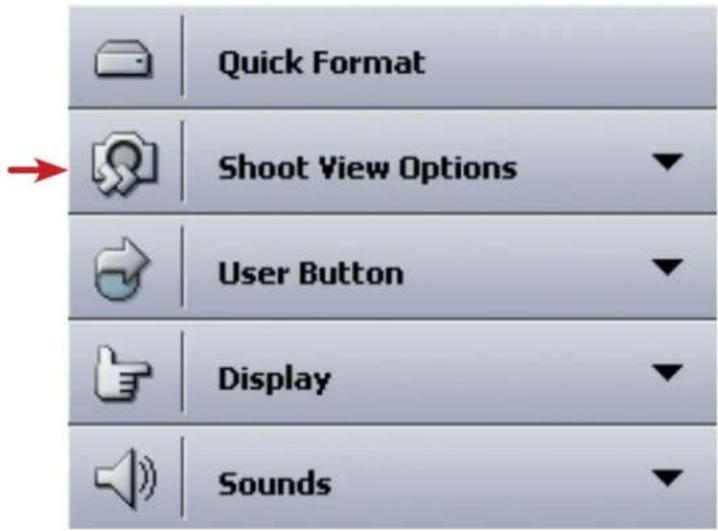 Quick Format Shoot View Options User Button Display Sounds
