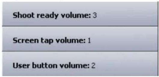 Shoot ready volume: 3 Screen tap volume: 1 User button volume: 2