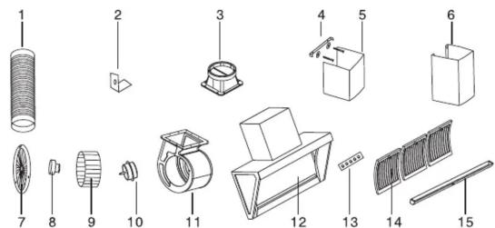 Exploded view diagram of a mechanical assembly with numbered parts for identification