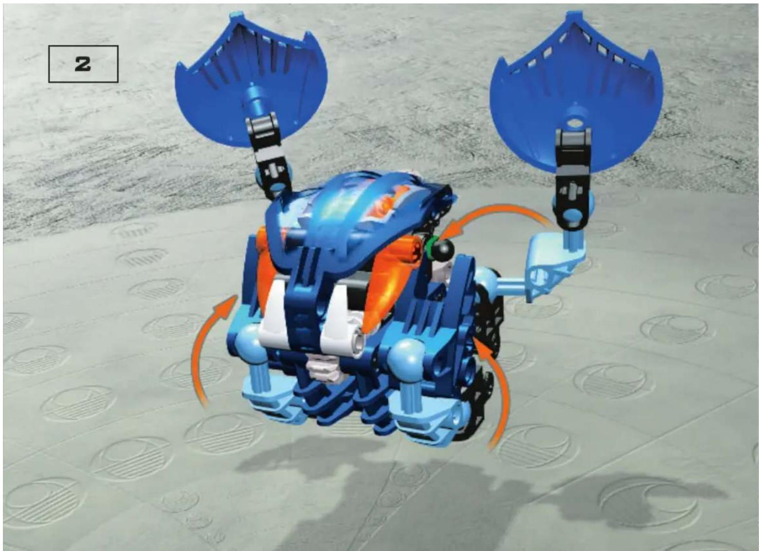 3D illustration of a blue robotic robot with orange and white segments, positioned on a patterned floor (no text or symbols)