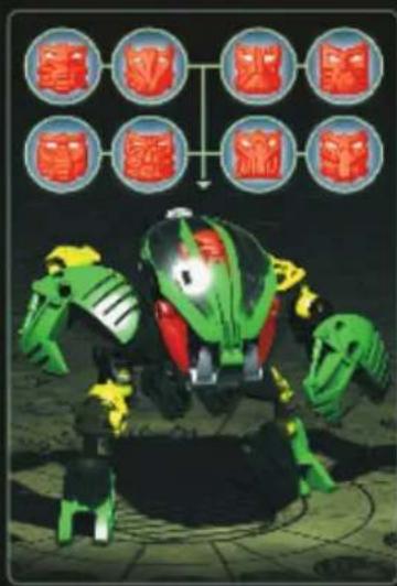 Illustration of a green armored character with multiple red circular icons above it, possibly representing a game or simulation scenario.