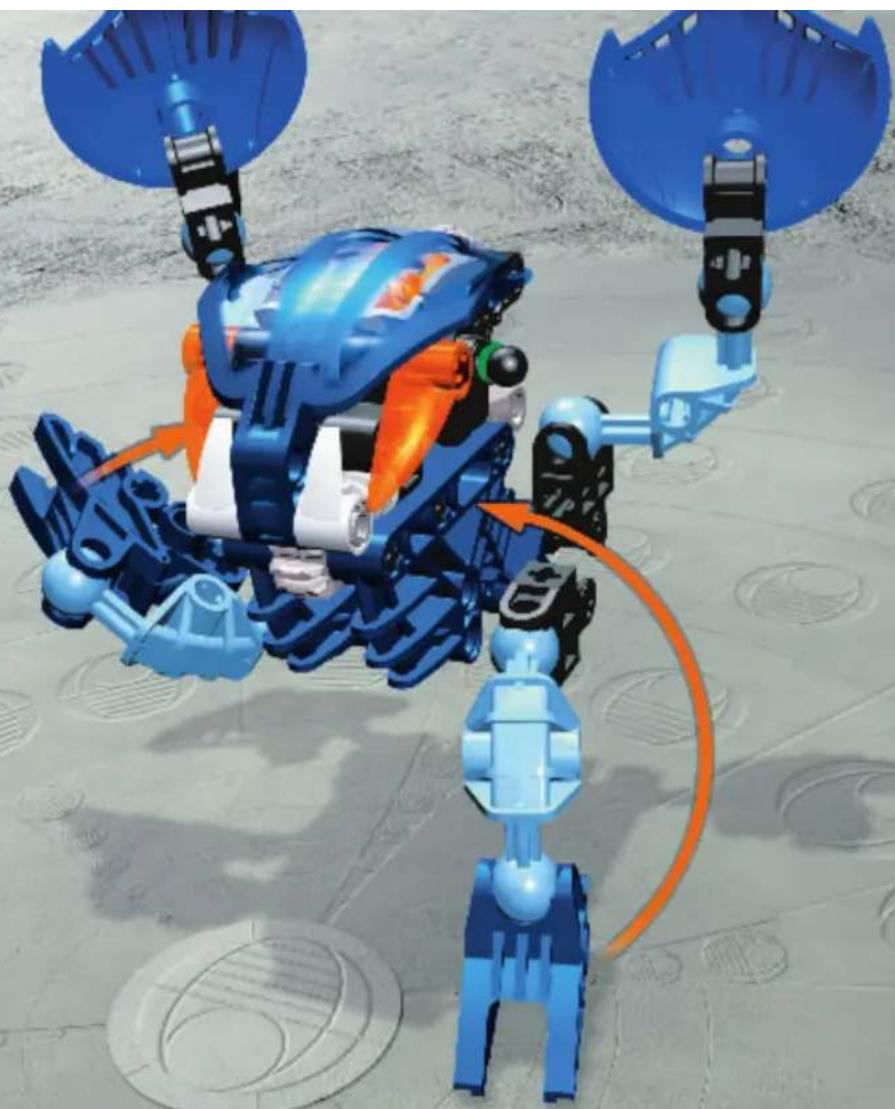 3D rendered illustration of a blue robotic vehicle with orange and white accents, connected by mechanical components (no text or symbols visible)