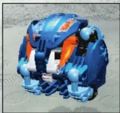 3D rendered blue and orange robotic device with visible joints and wheels (no text or symbols)