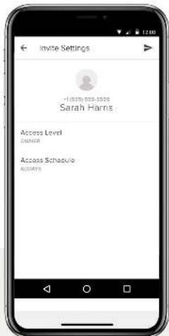 Invite Settings -1.0000.000.0000 Sarah Harris Access Level SUPPORT Access Schedule AUTOMICS