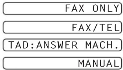 FAX ONLY FAX/TEL TAD:ANSWER MACH. MANUAL