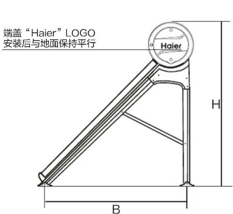 端盖“Haier”LOGO 安装后与地面保持平行 Haier H B