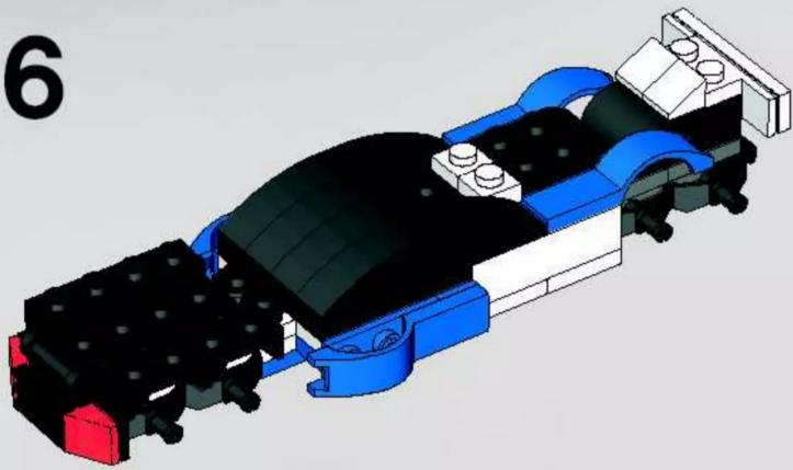 3D mechanical assembly diagram showing a blue and black component with red and white parts, no visible text or symbols