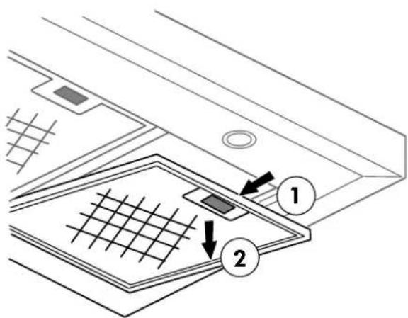 Linärie Narbonne RAHTS60XN - Removing the aluminum grease filter - 1