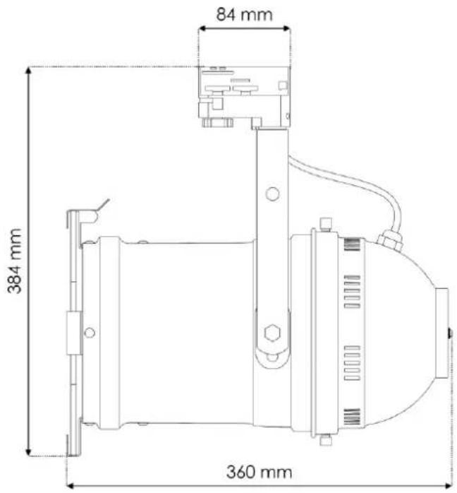 Artecta PAR 56 Track Light Warm-On-Dim - Dimensions - 1