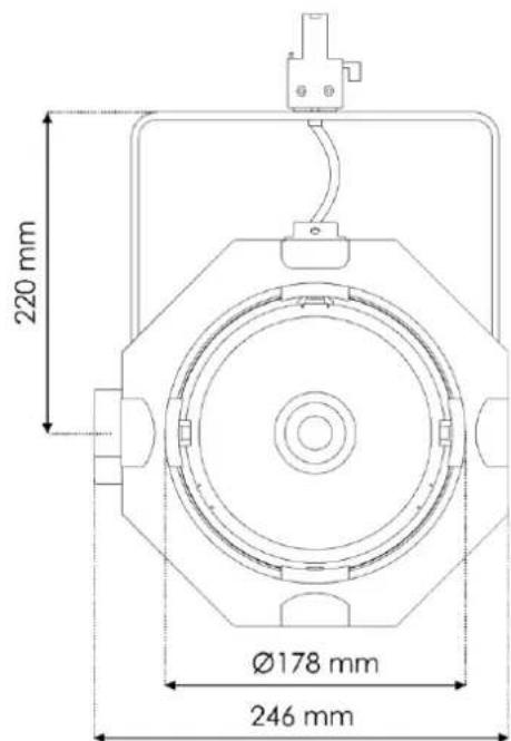 Artecta PAR 56 Track Light Warm-On-Dim - Dimensions - 2