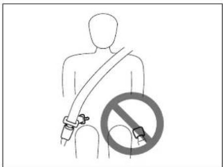 Diagram showing a person wearing a seatbelt with a no-smoking symbol overlaid