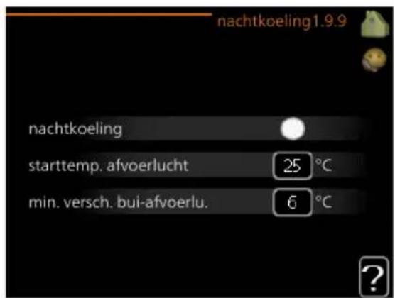 nachtkoeling1.9.9 nachtkoeling starttemp. afvoerlucht 25 °C min. versch. bui-afvoerlu. 6 °C