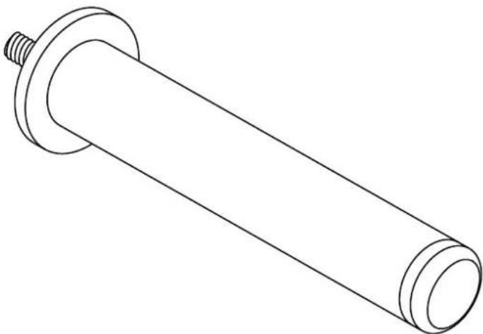 Line drawing of a cylindrical mechanical part with a flanged end and threaded end (no text or symbols)