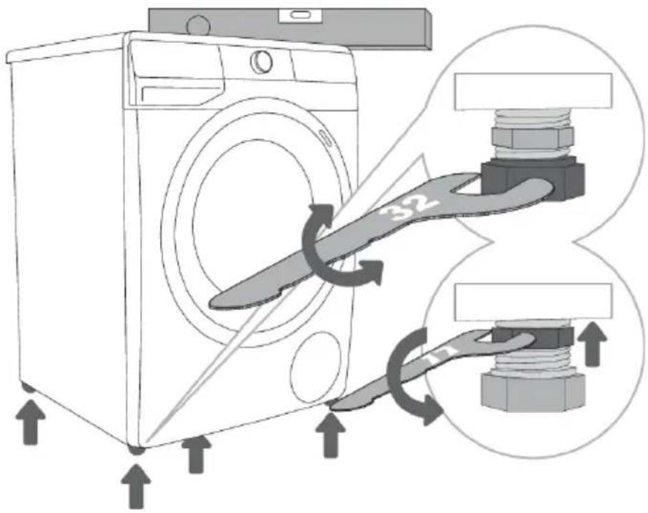 HISENSE WF5V163BW - Instellingvandepootjesvandewasmachine - 1