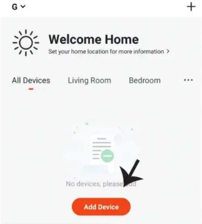 G Welcome Home Set your home location for more information > All Devices Living Room Bedroom No devices, please add Add Device