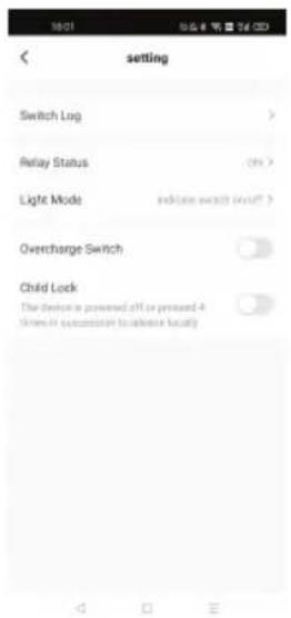 setting Switch Log Relay Status Light Mode indicate switch (no) Overcharge Switch Child Lock The device is presented off or pressed it When it comes to please locally