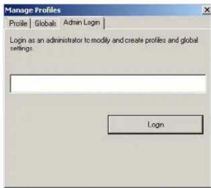 Manage Profiles Profile | Globals: | Admin Login | Login as an administrator to modify and create profiles and global settings: Login