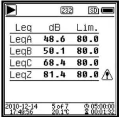 PCE Instruments 432 - Screen of 1/3 Octave Mode - 5