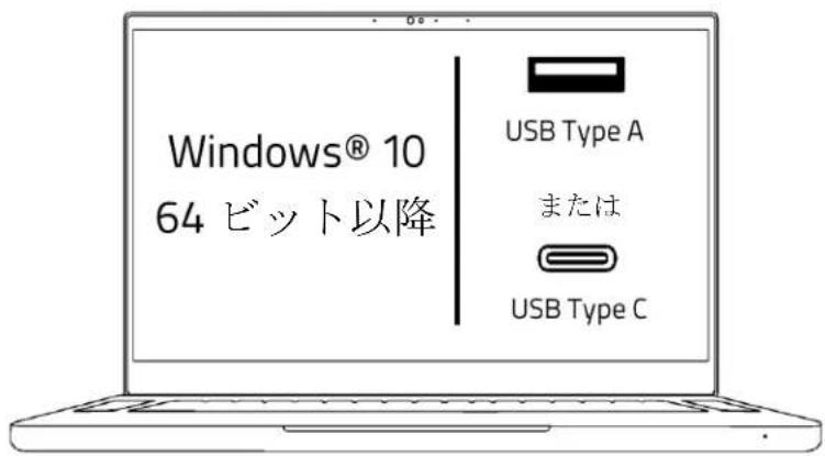 Windows® 10 64 ビット以降 USB Type A または USB Type C